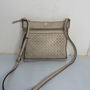 Kate Spade Cream Perri Lane Bubbles Perforated Leather crossbody